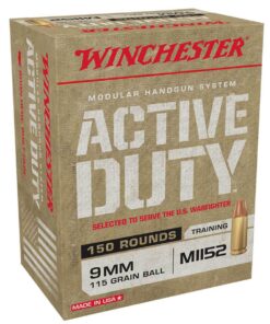 winchester active duty 9mm 115gr fmj handgun ammo 150 rounds 1690634 1