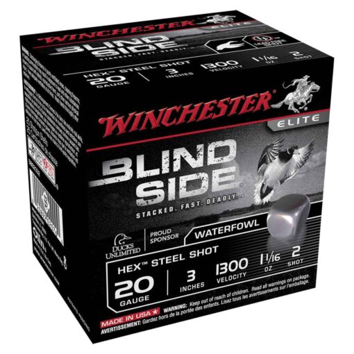 winchester blind side hex steel shot 20 gauge 3in 2 1 116oz waterfowl shotshells 25 rounds 1304788 1 2