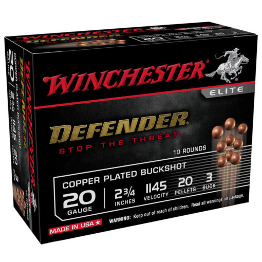 winchester defender 12 gauge 2 34in 3 buck 20 pellet buckshot shotshells 10 rounds 1692756 1