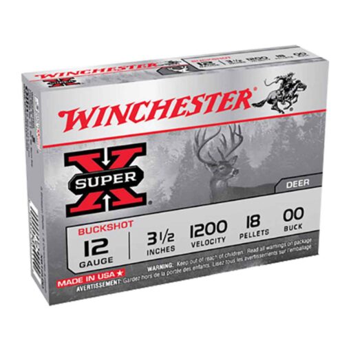 winchester super x 12 gauge 2 34in 00 buck buckshot shotshells 5 rounds 1292997 1