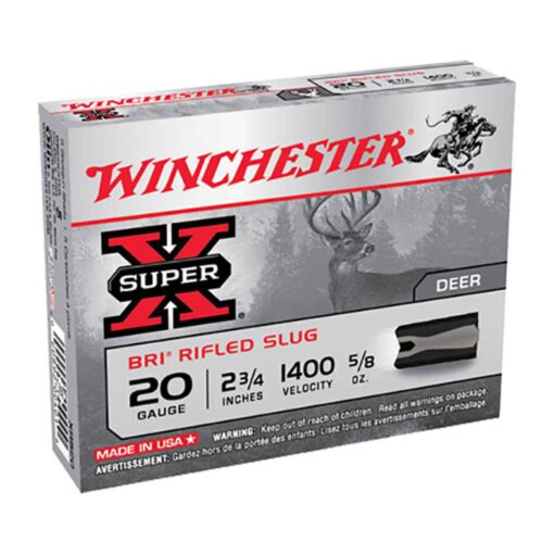 winchester super x 20 gauge 2 34in 58oz slug shotshells 5 rounds 307419 1