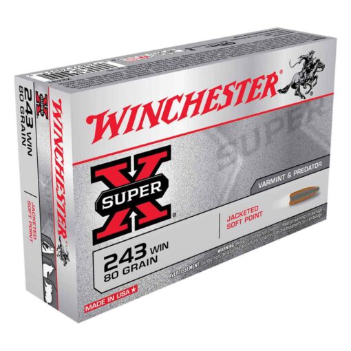 winchester super x 243 winchester 80gr jsp rifle ammo 20 rounds 307716 1