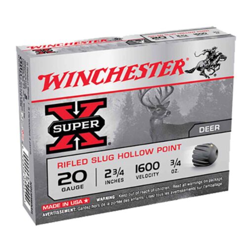 winchester super x rifled slug hollow point 20 gauge 2 34in 34oz slug shotshells 5 rounds 314306 1