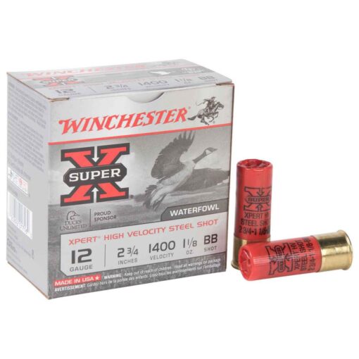 winchester super x xpert high velocity 12 gauge 2 34in bb 1 18oz waterfowl shotshells 25 rounds 1518468 1