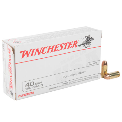 winchester target 40 sw 180gr fmj handgun ammo 50 rounds 308089 1