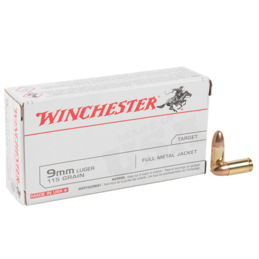 winchester target 9 mm luger 115gr fmj handgun ammo 308074 1 1