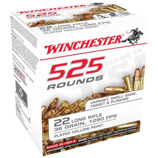 winchester usa 22 long rifle 36gr c php rimfire ammo 525 rounds 1293001 1