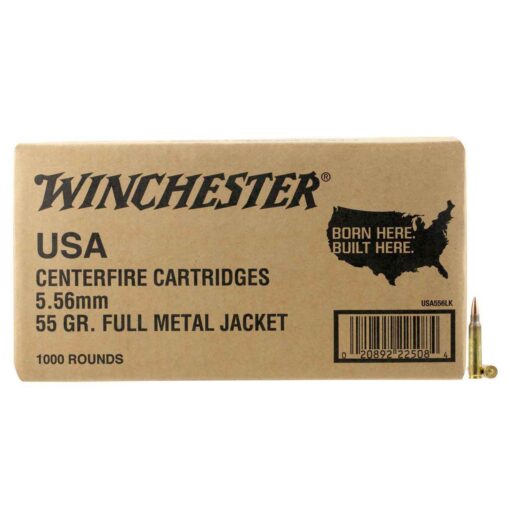 winchester usa white box 556mm nato 55gr fmj rifle ammo 1000 rounds 1500126 2